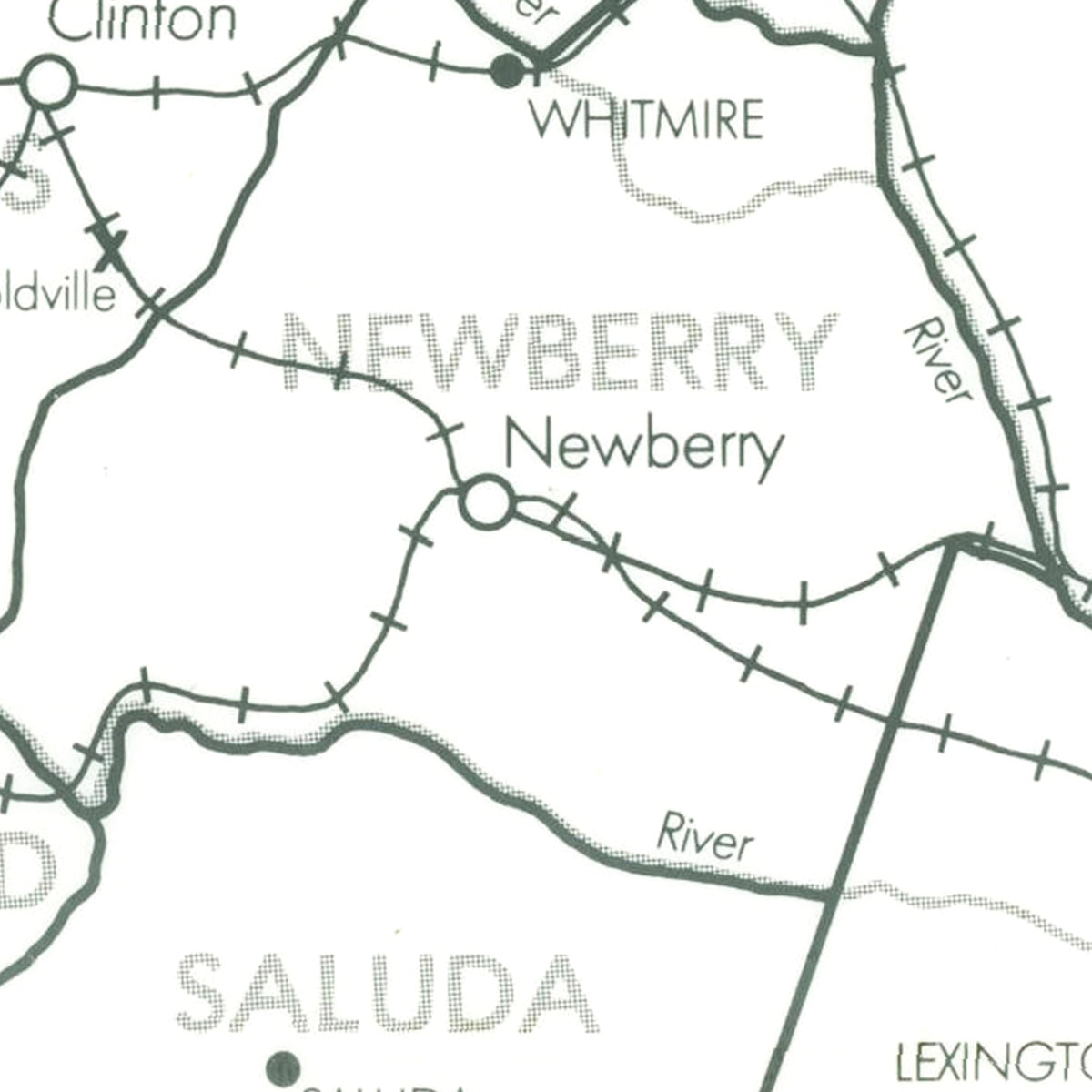 Restored historic details from the 1910 state map of County, South Carolina