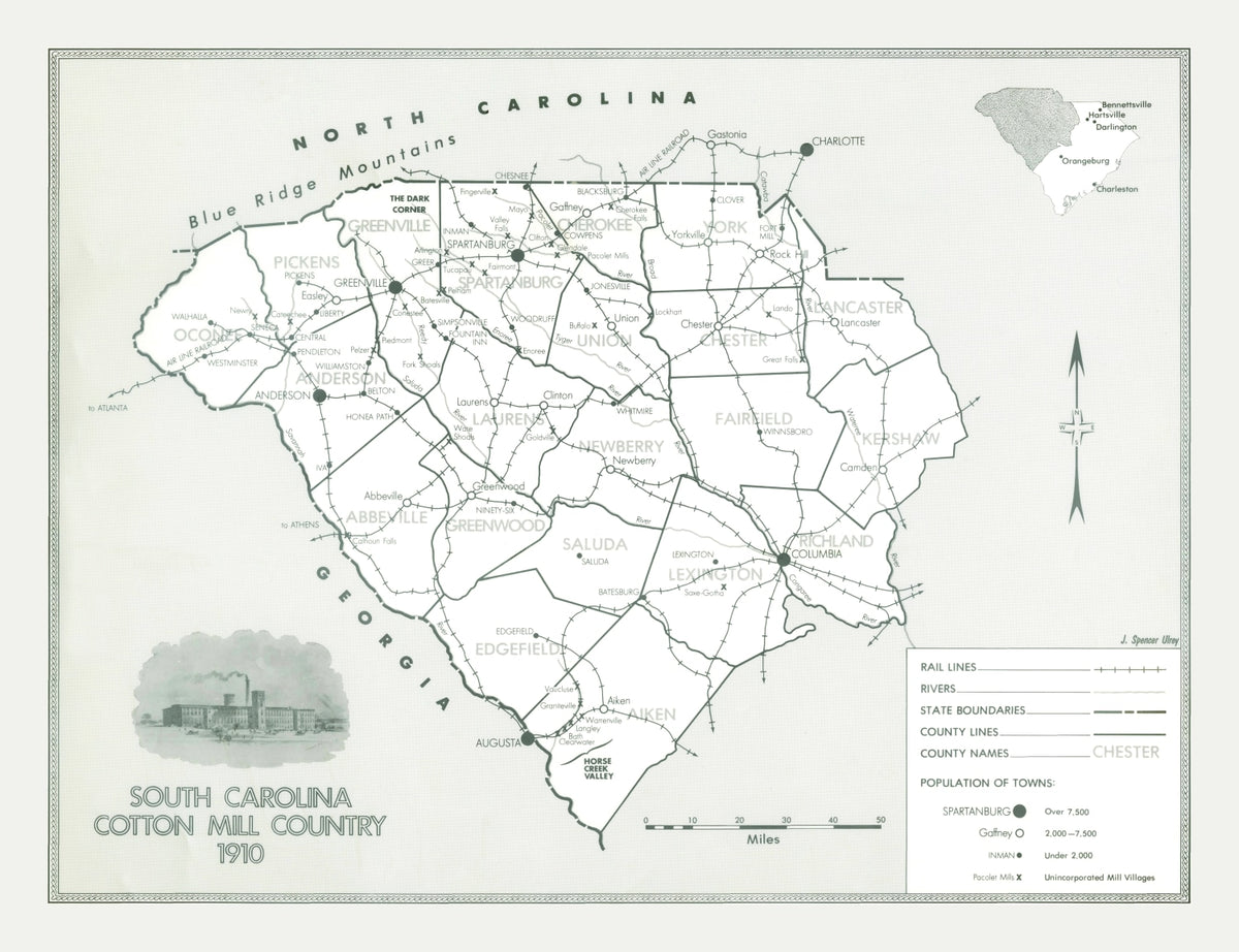 Preview of Vintage Map of South Carolina 1910