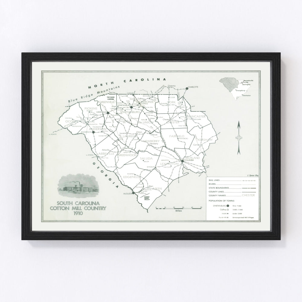 South Carolina Vintage Map 1910