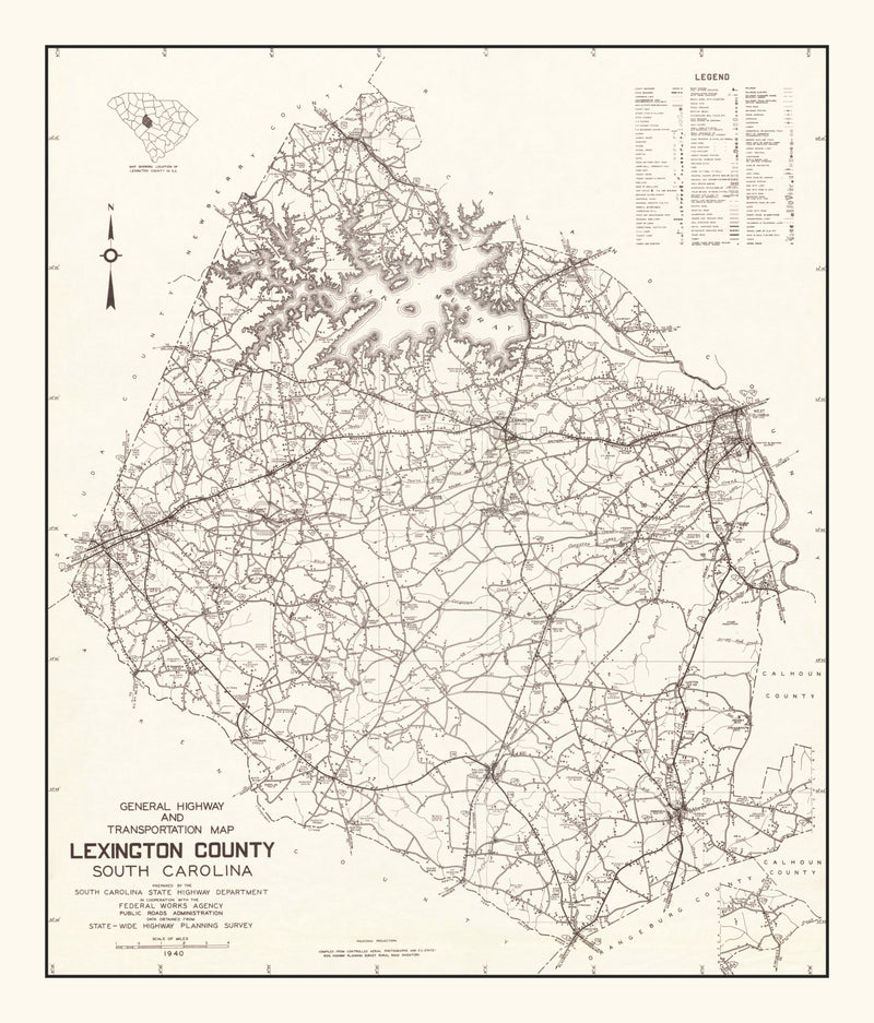 Size comparison using Vintage Map of Lexington County, South Carolina 1939