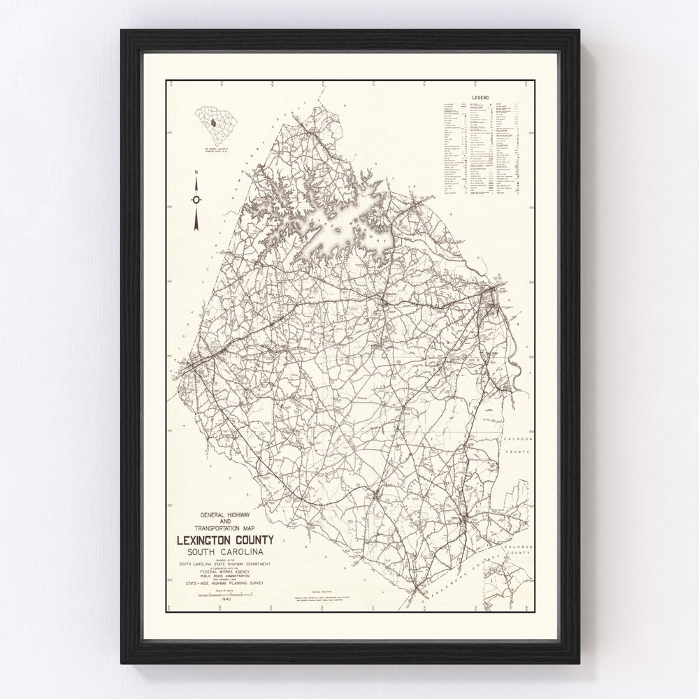 Lexington County Vintage Map 1939