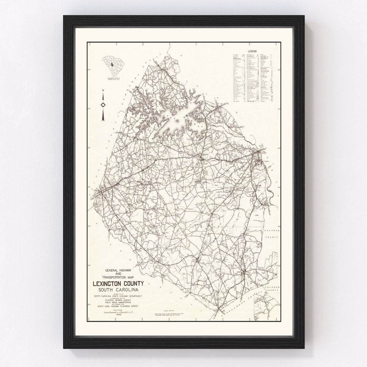 Lexington County Vintage Map 1939