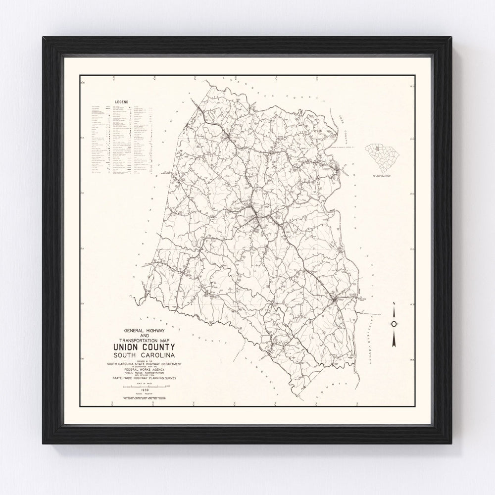 Union County Vintage Map 1939