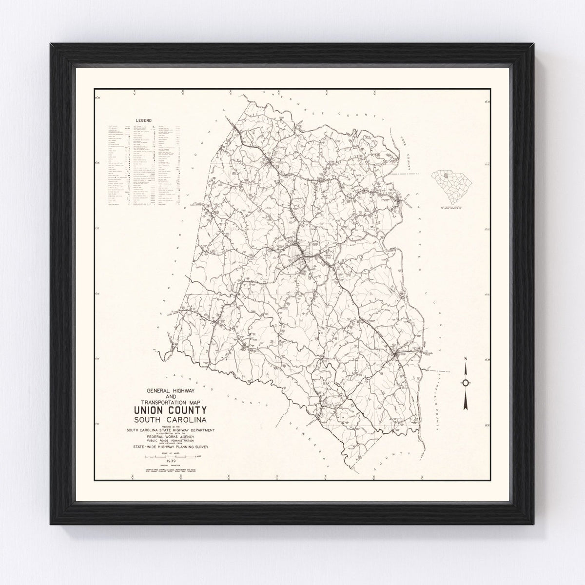 Union County Vintage Map 1939
