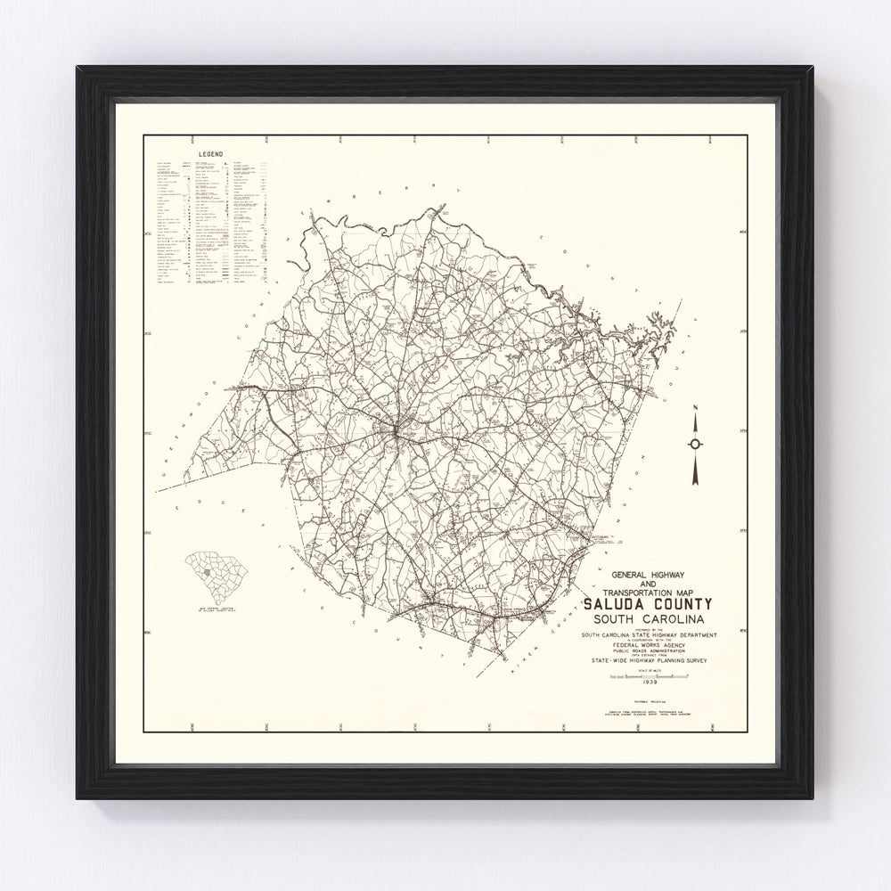Saluda County Vintage Map 1939