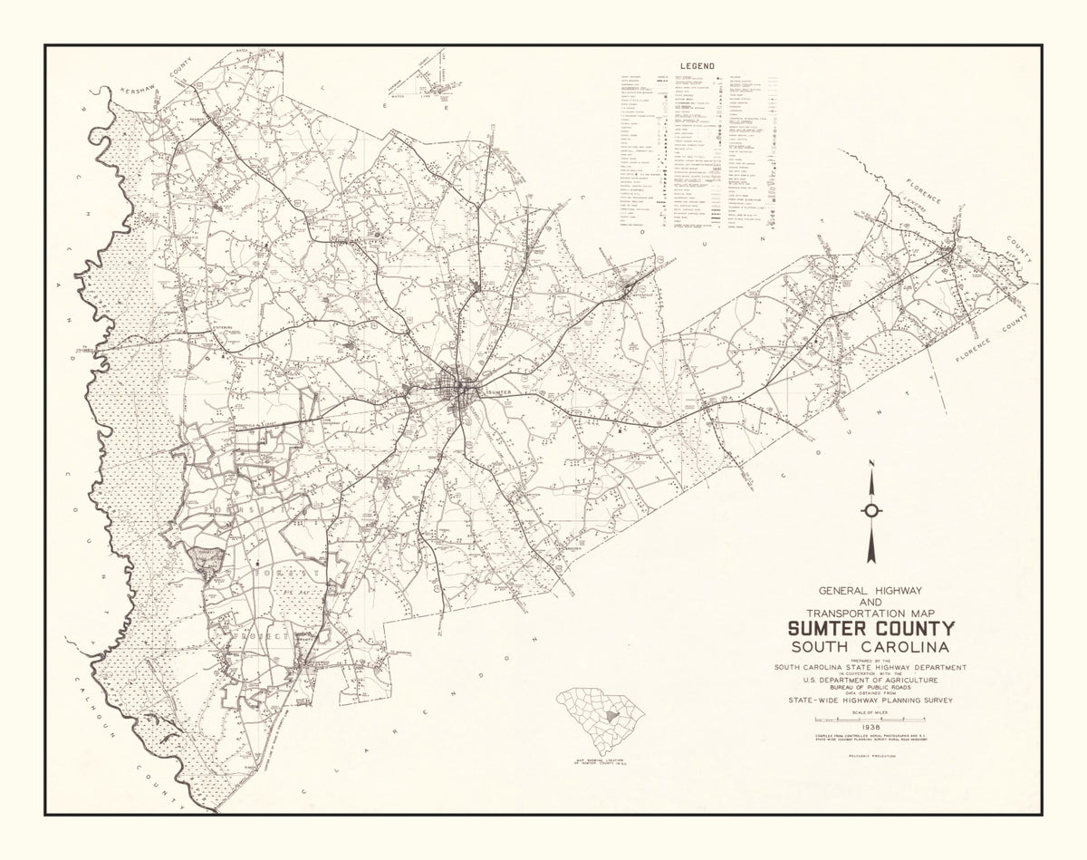 Preview of Vintage Map of Sumter County, South Carolina 1939