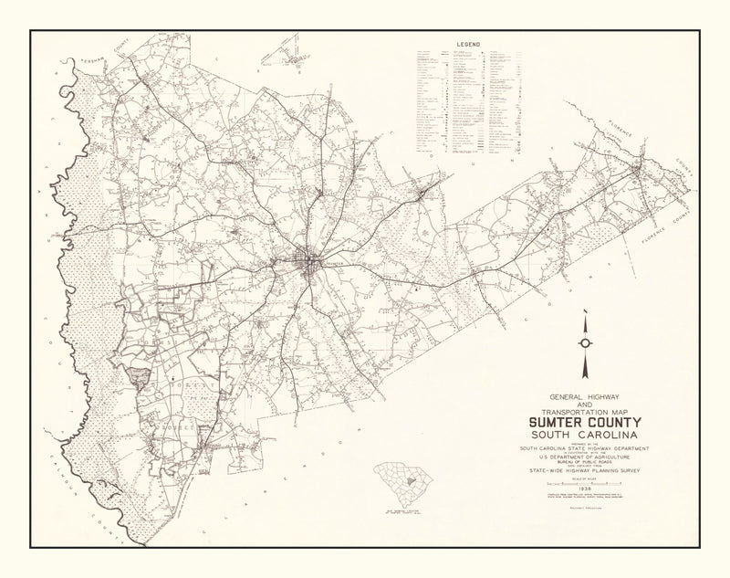 Size comparison using Vintage Map of Sumter County, South Carolina 1939