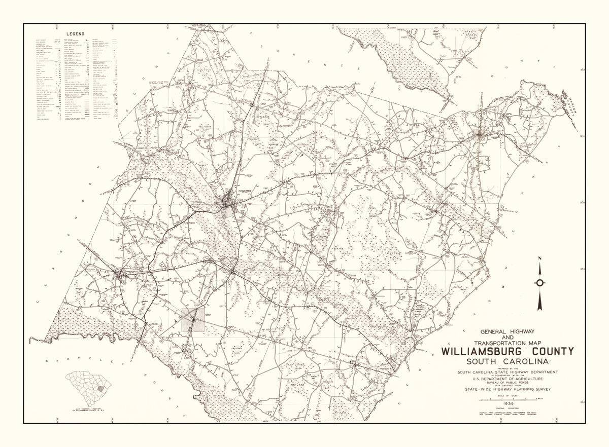 Preview of Vintage Map of Williamsburg County, South Carolina 1939