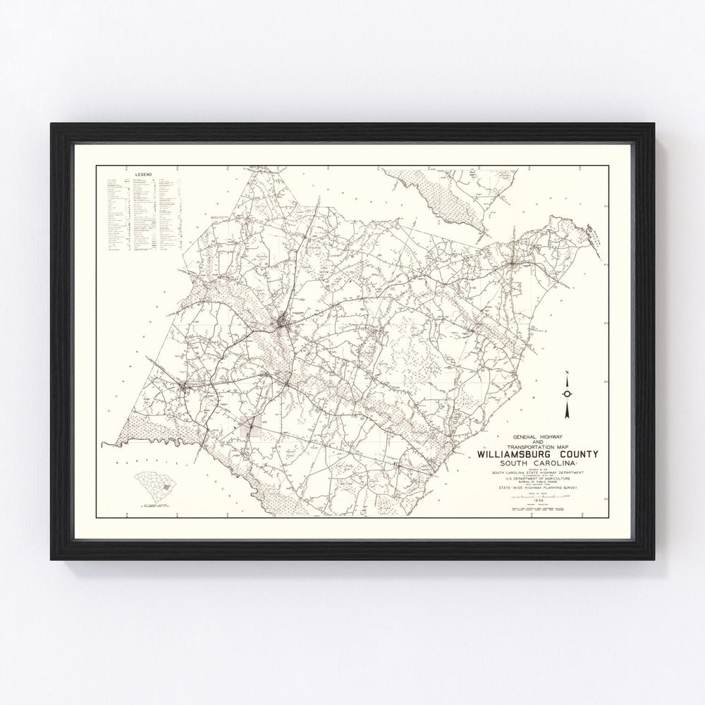 Williamsburg County Vintage Map 1939