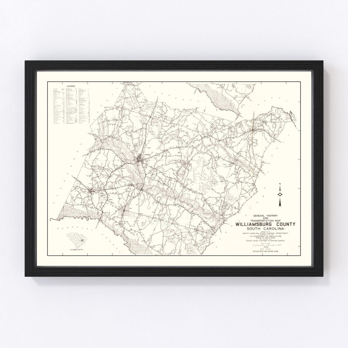 Williamsburg County Vintage Map 1939
