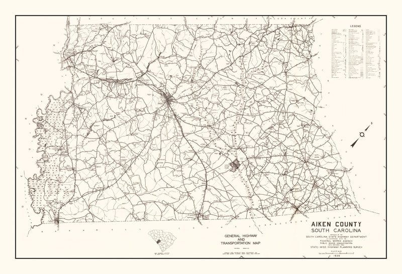 Size comparison using Vintage Map of Aiken County, South Carolina 1939