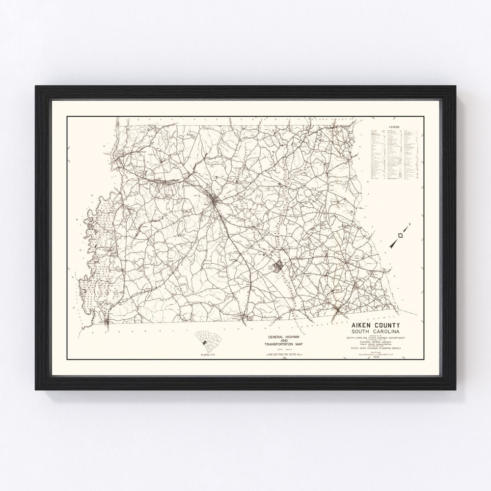 Aiken County Vintage Map 1939
