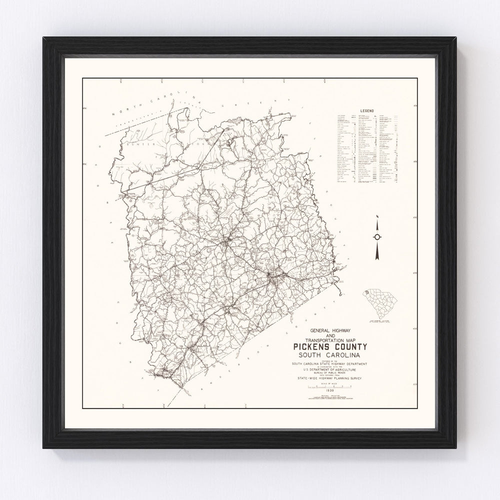 Pickens County Vintage Map 1939
