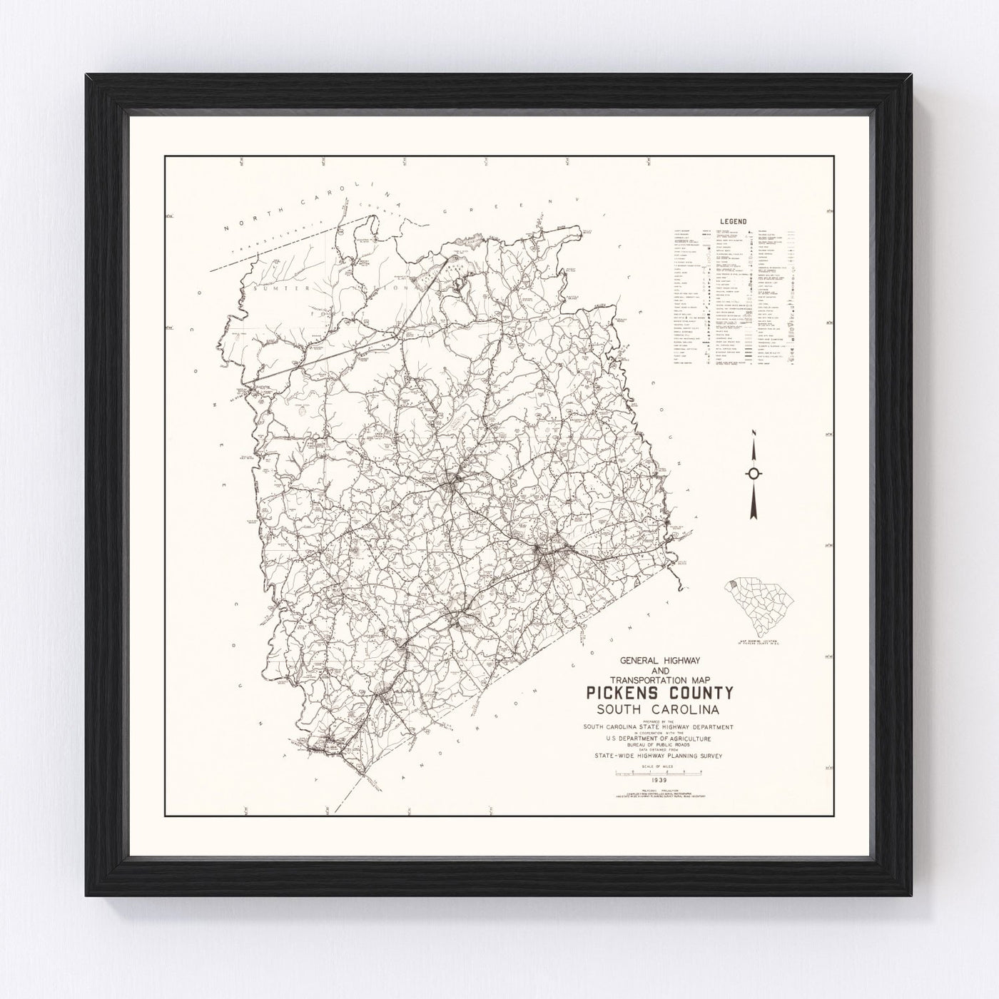 Pickens County Vintage Map 1939