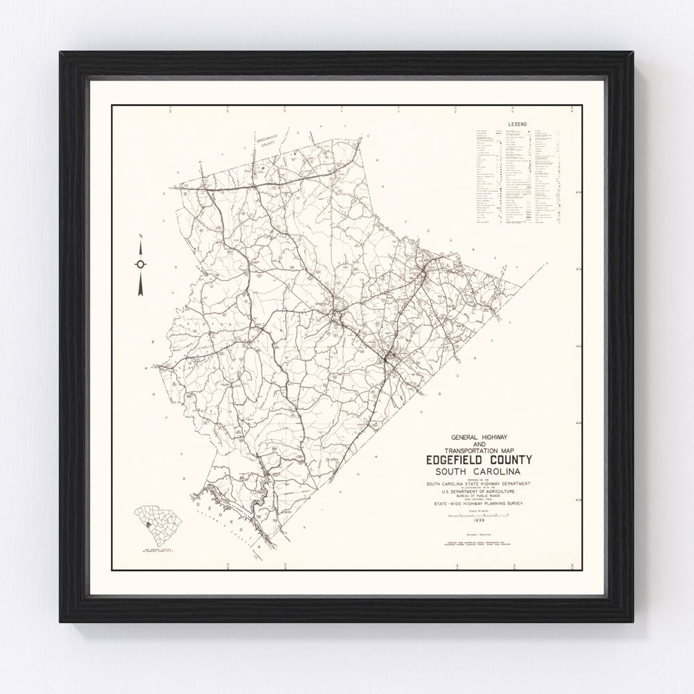Edgefield County Vintage Map 1939