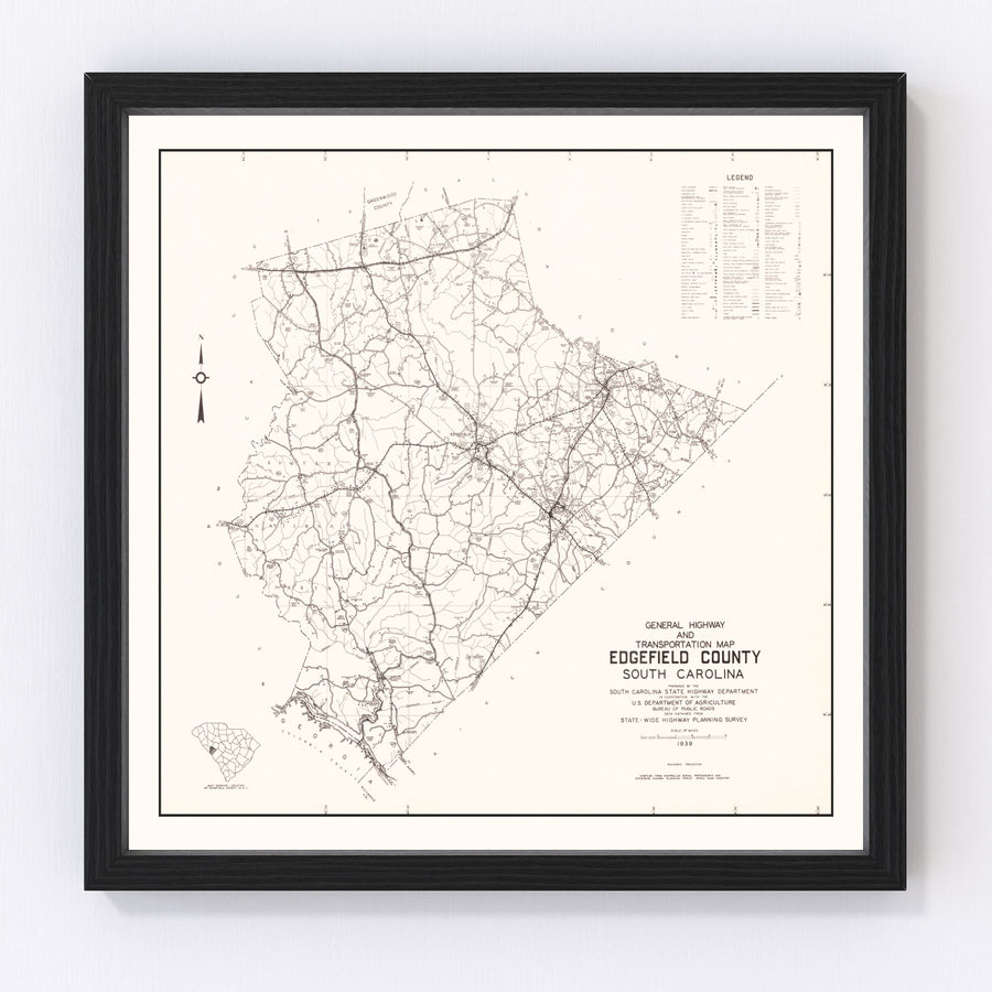 Edgefield County Vintage Map 1939