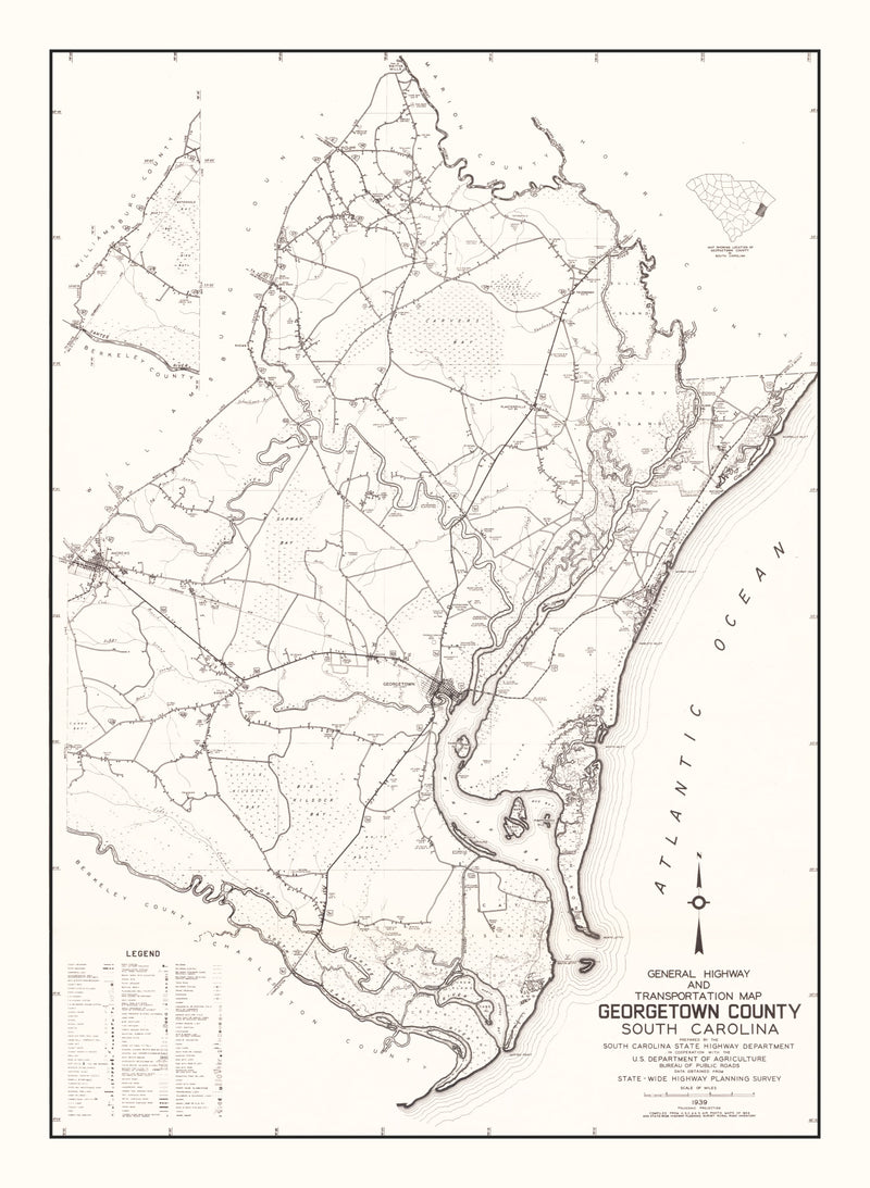 Size comparison using Vintage Map of Georgetown County, South Carolina 1939