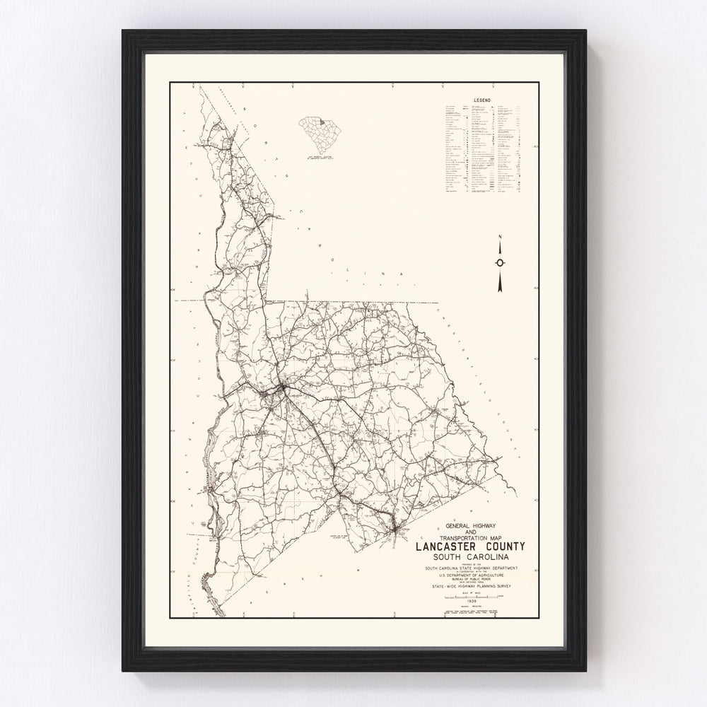 Lancaster County Vintage Map 1939