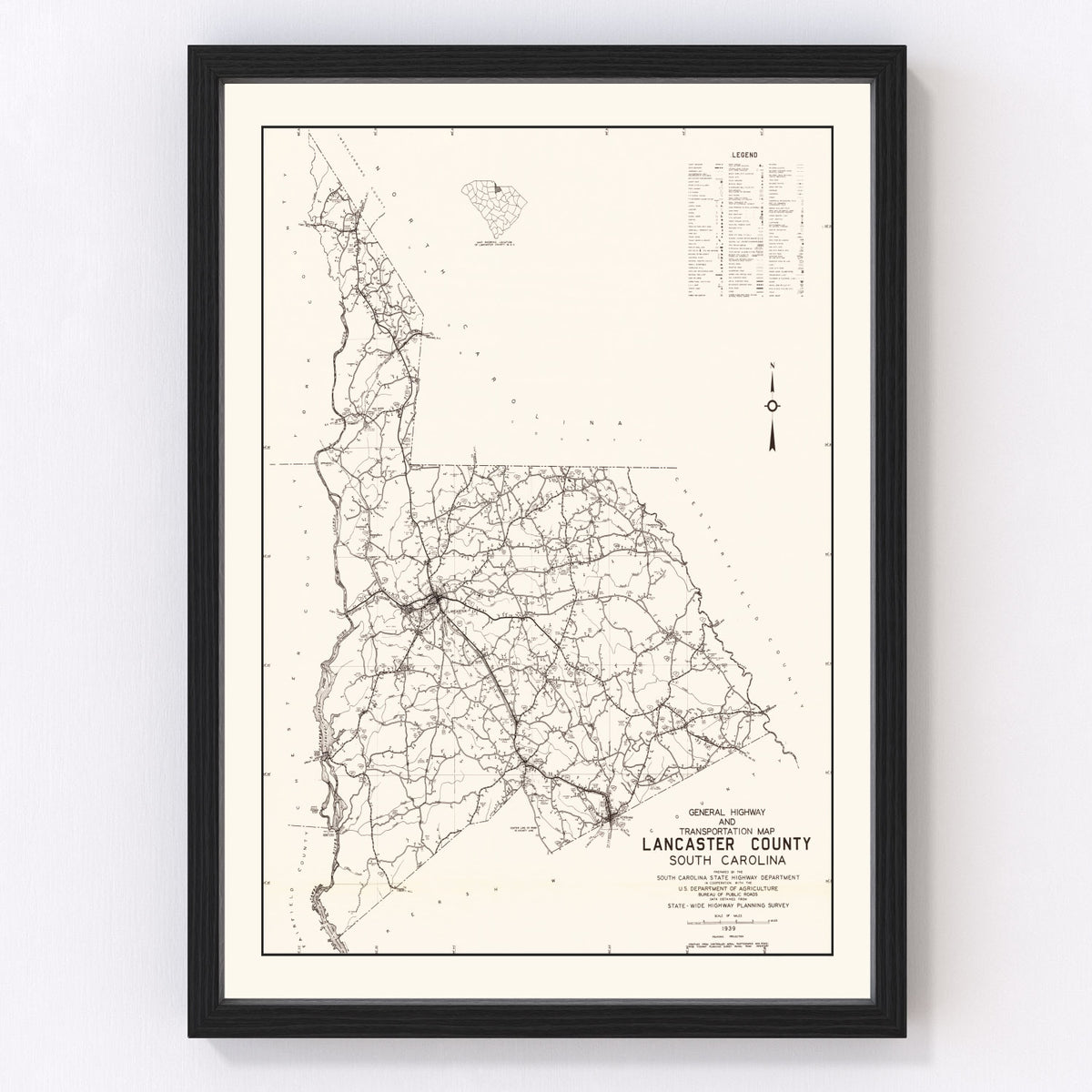 Lancaster County Vintage Map 1939