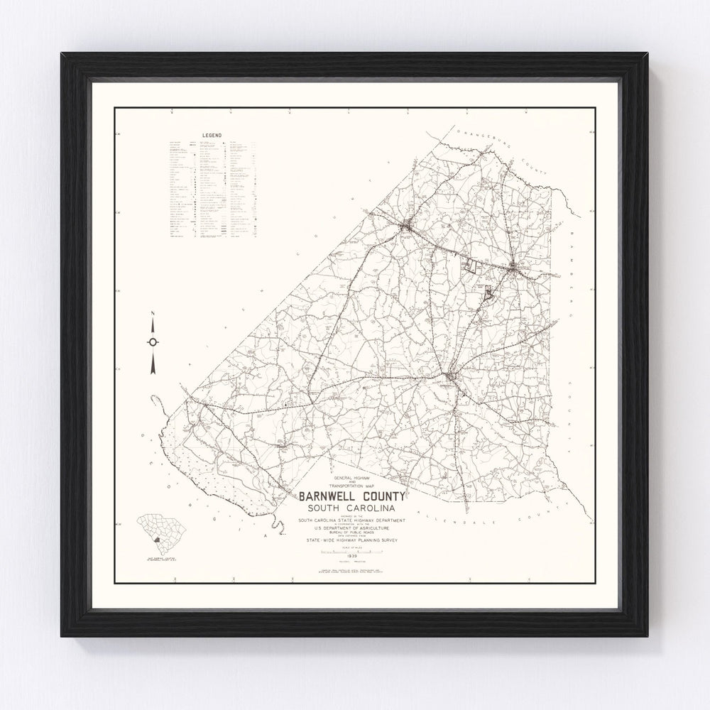 Barnwell County Vintage Map 1939