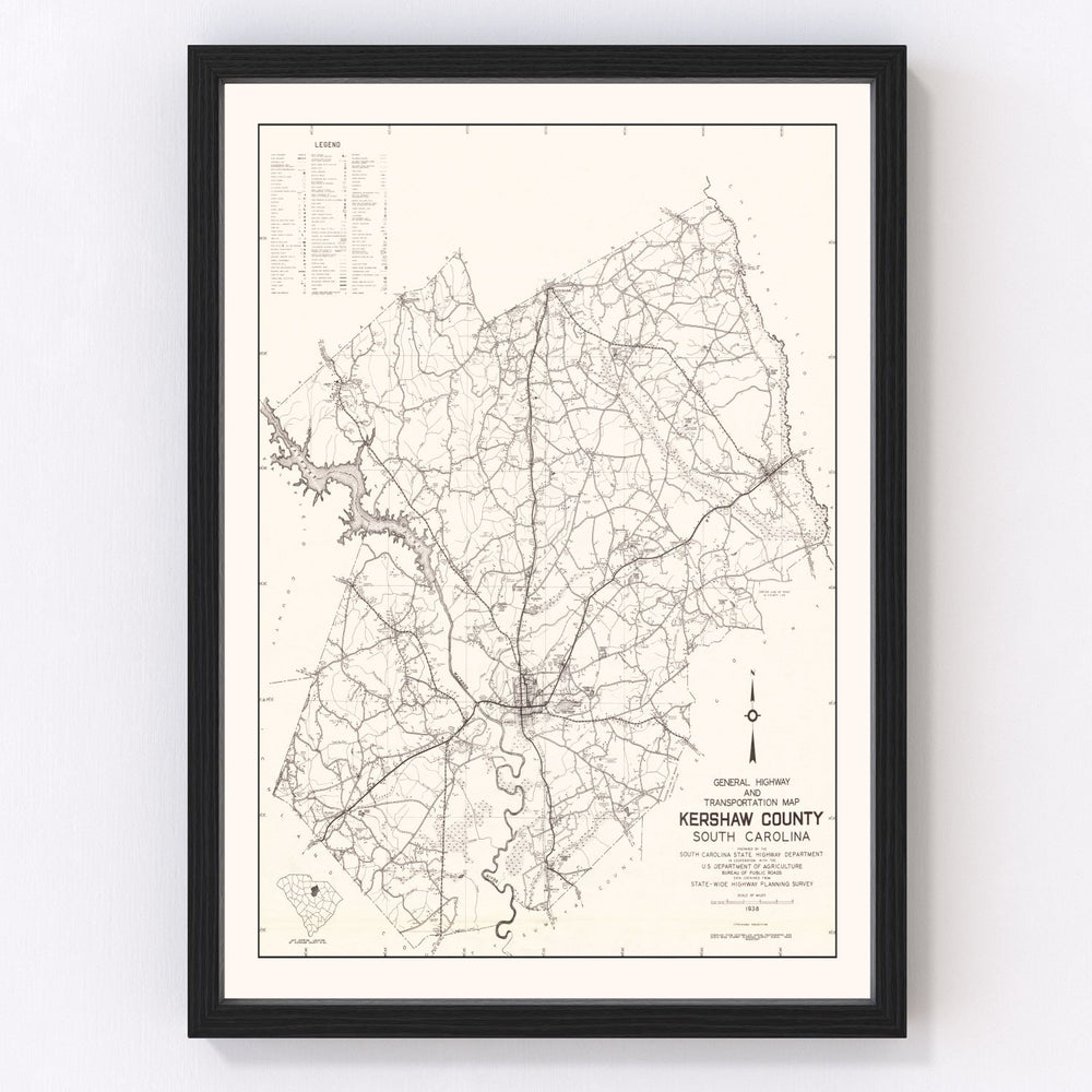Kershaw County Vintage Map 1938
