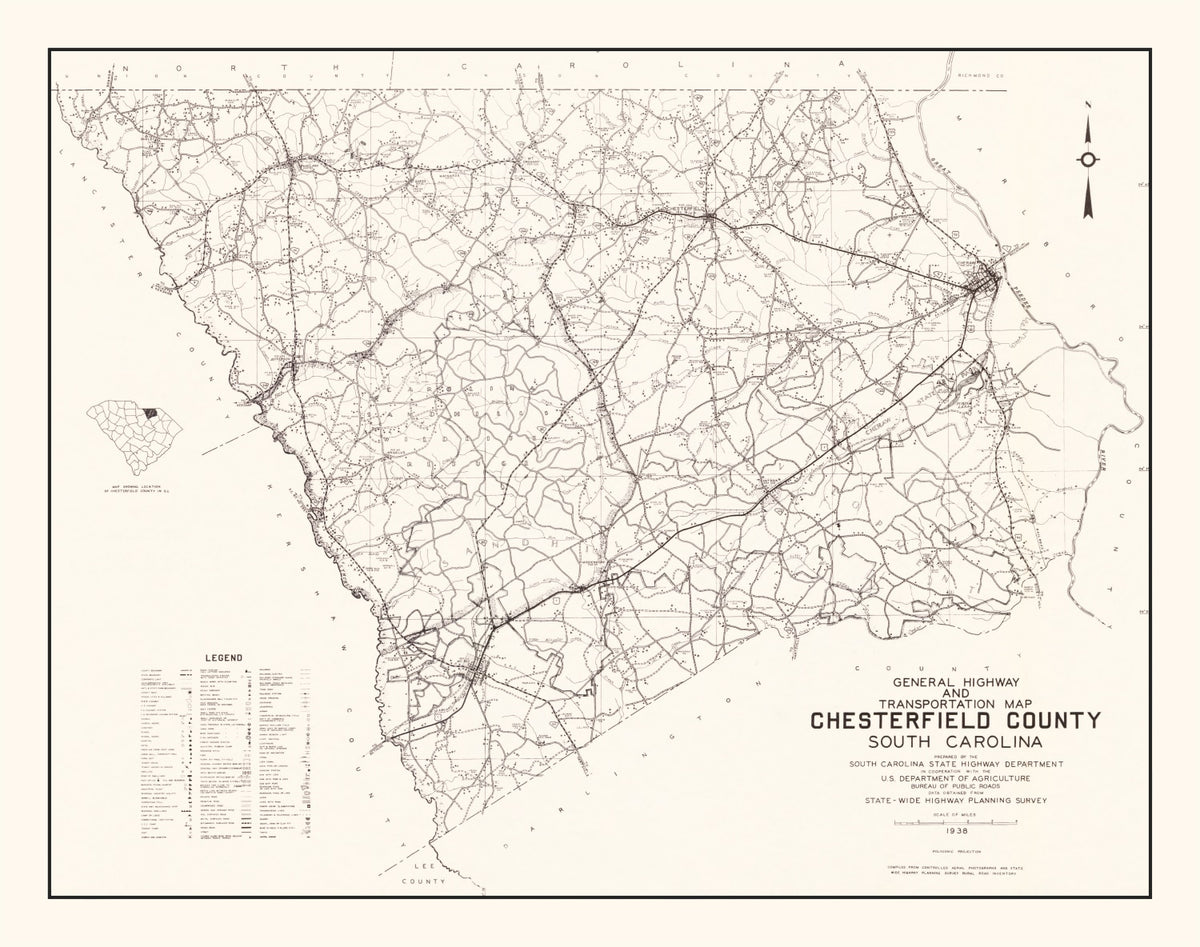 Preview of Vintage Map of Chesterfield County, South Carolina 1938