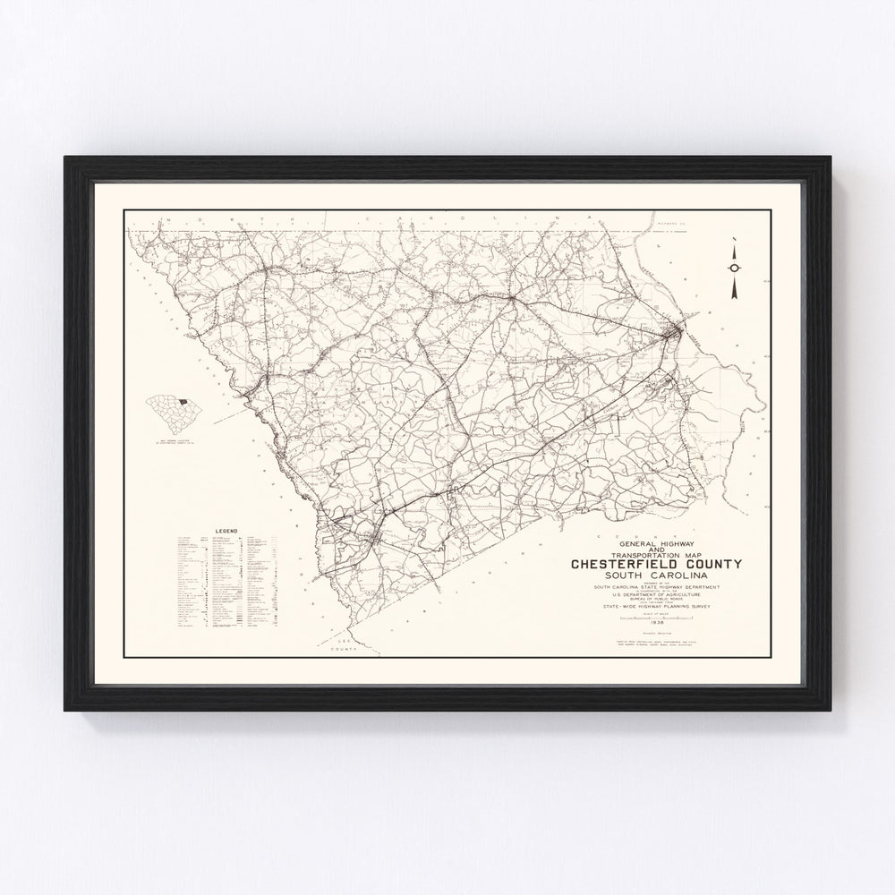 Chesterfield County Vintage Map 1938