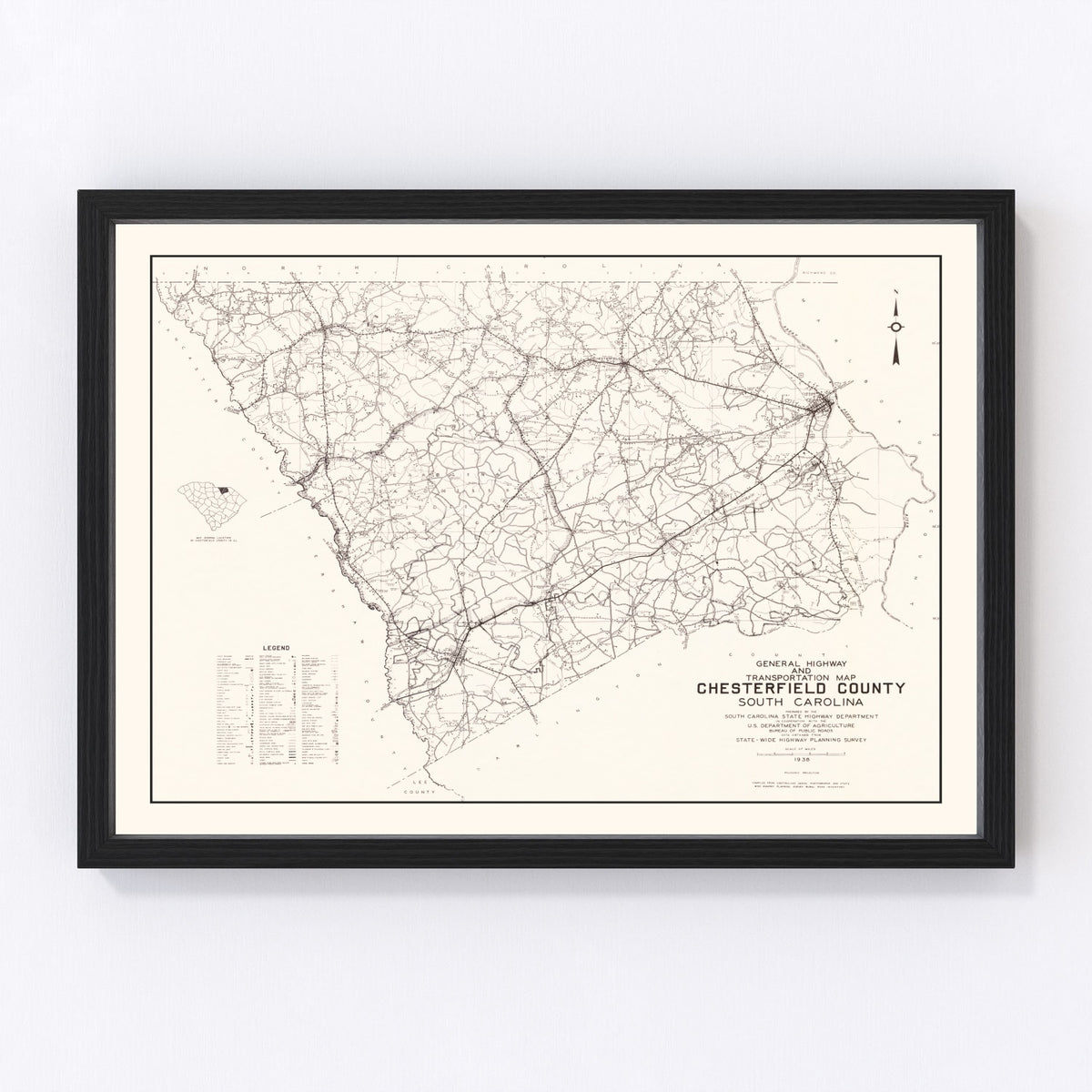Chesterfield County Vintage Map 1938