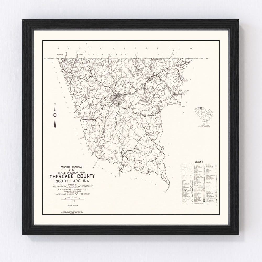 Cherokee County Vintage Map 1938