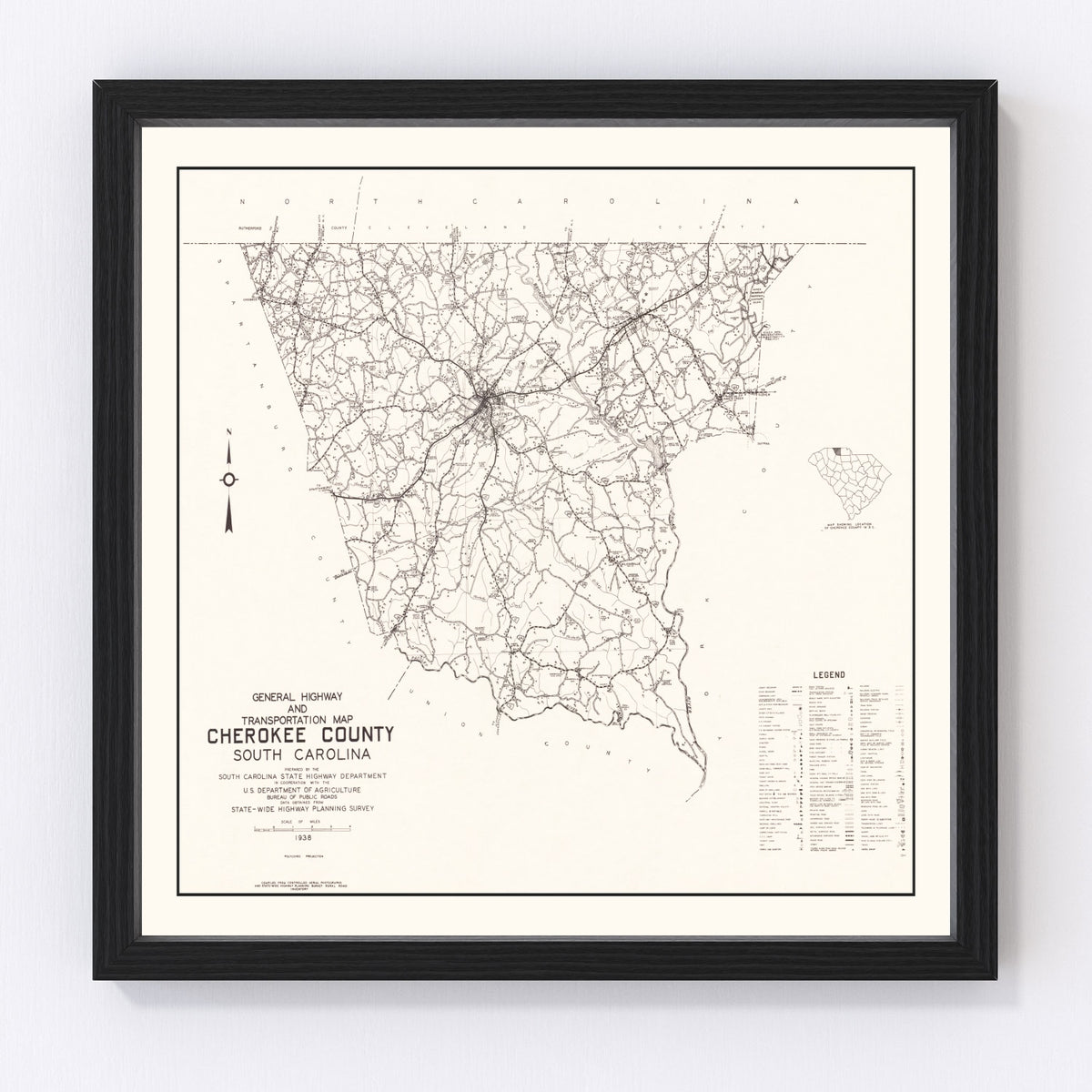 Cherokee County Vintage Map 1938
