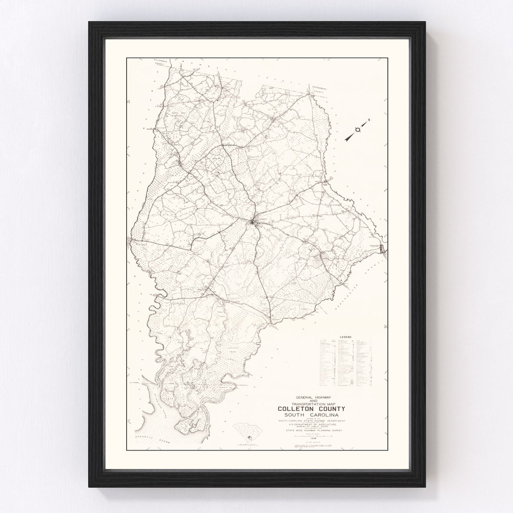 Colleton County Vintage Map 1938