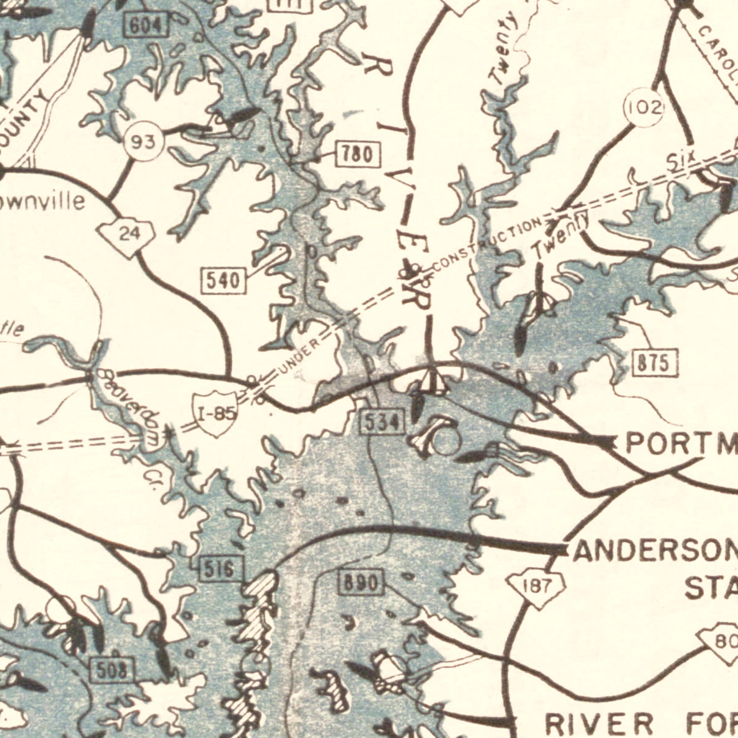 Restored historic details from the 1964 misc. attraction map of County, South Carolina