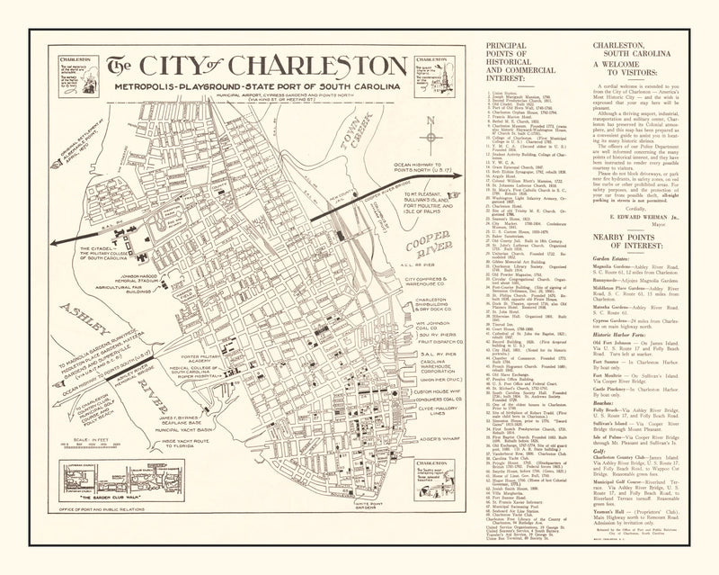 Size comparison using Vintage Map of Charleston, South Carolina 1946