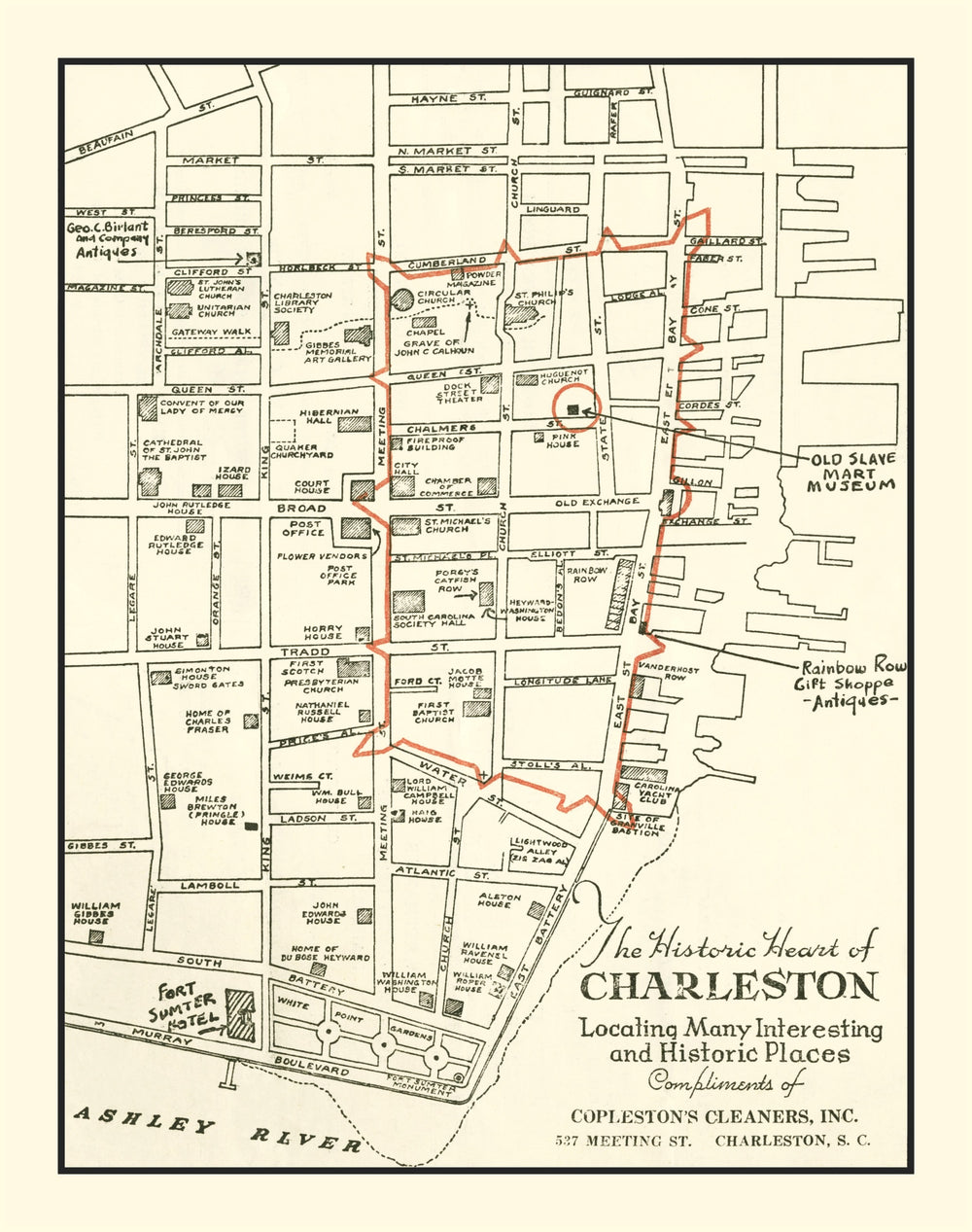 Vintage Map of Charleston, South Carolina 1946 print style example