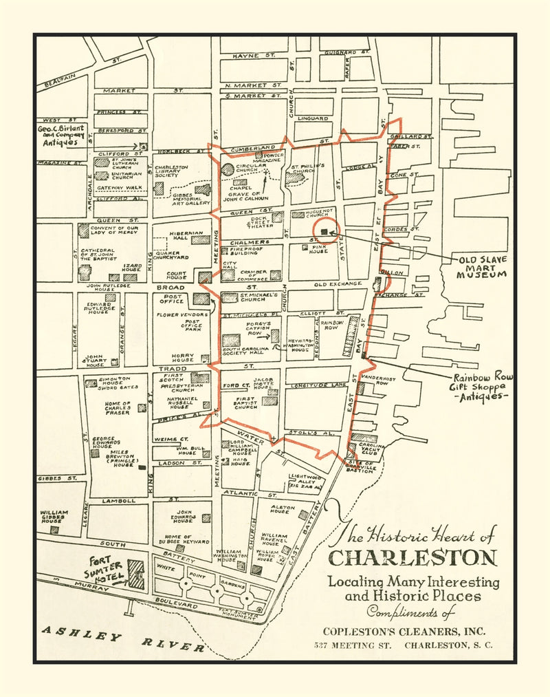 Size comparison using Vintage Map of Charleston, South Carolina 1946