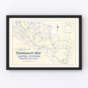 Fishermans Santee Cooper Reservoir Vintage Map 1944