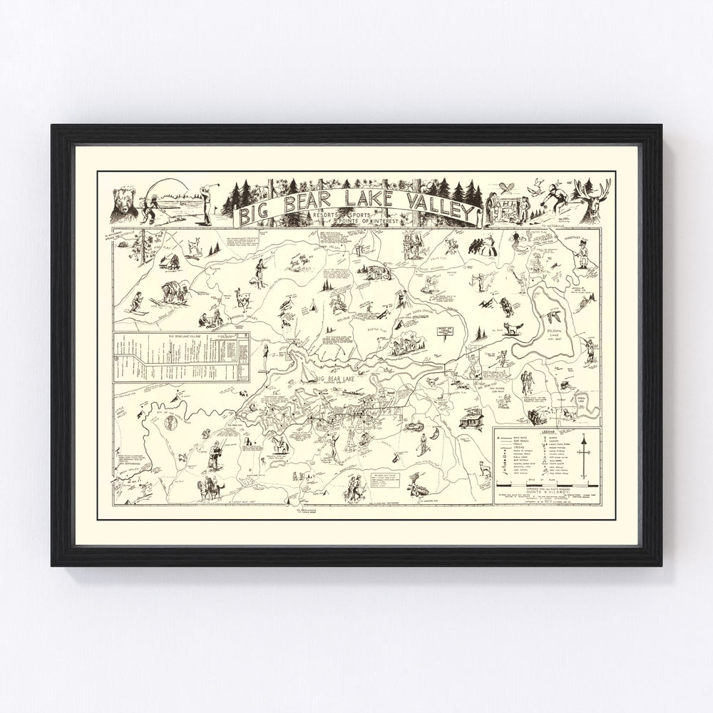 Big Bear Lake Valley Vintage Map 1946