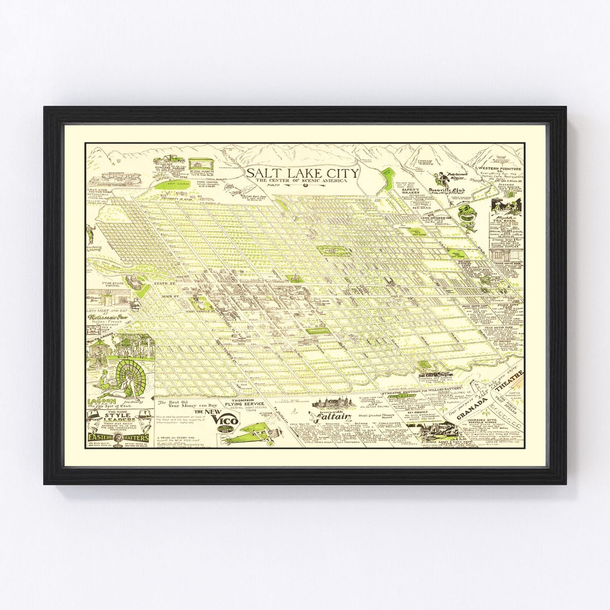Salt Lake City Vintage Map 1926