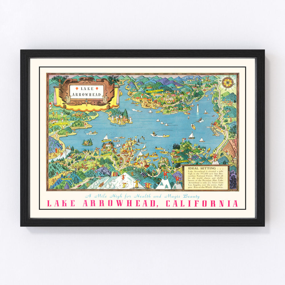 Lake Arrowhead Vintage Map 1938