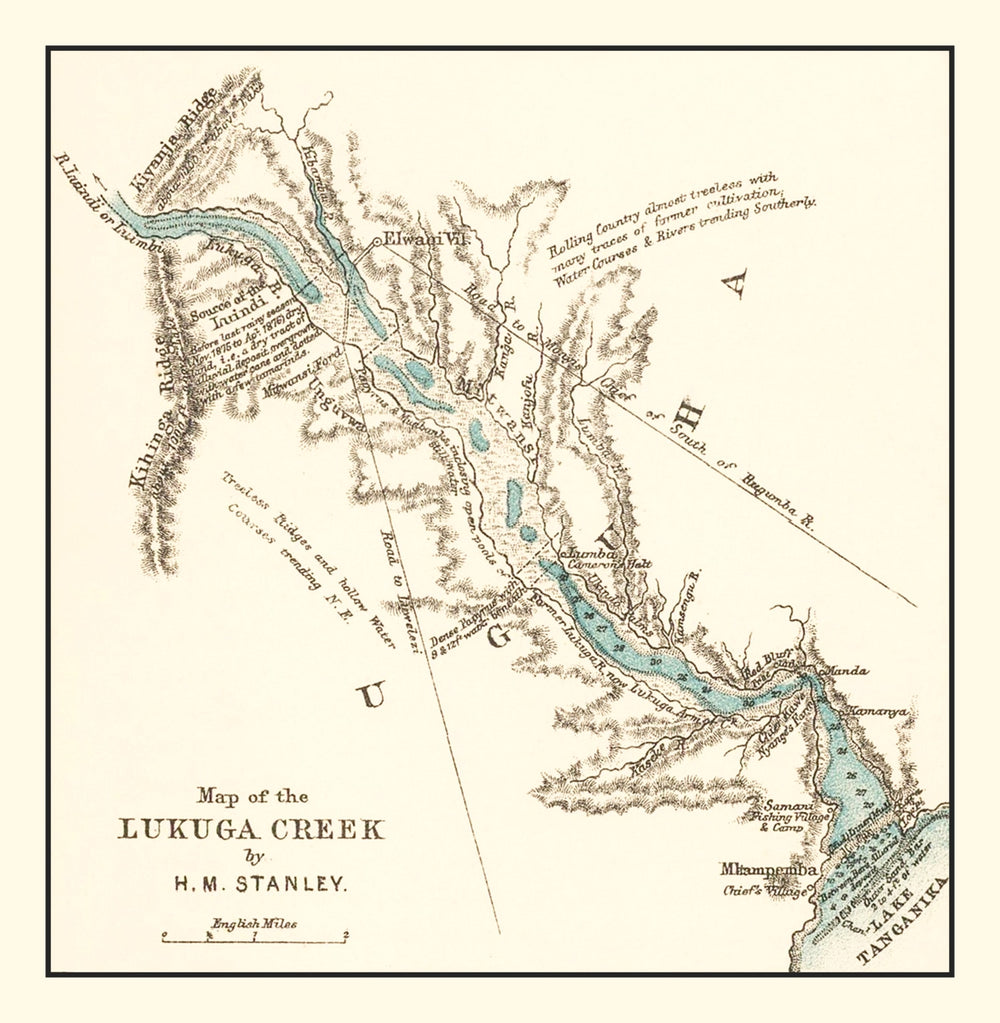 Vintage Lake Tanganika Map 1878 print style example