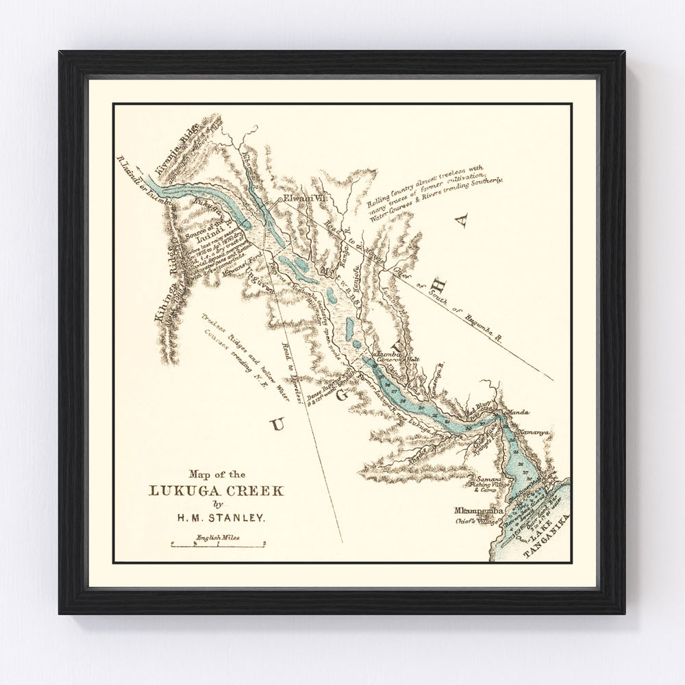 Lake Tanganika Vintage Map 1878
