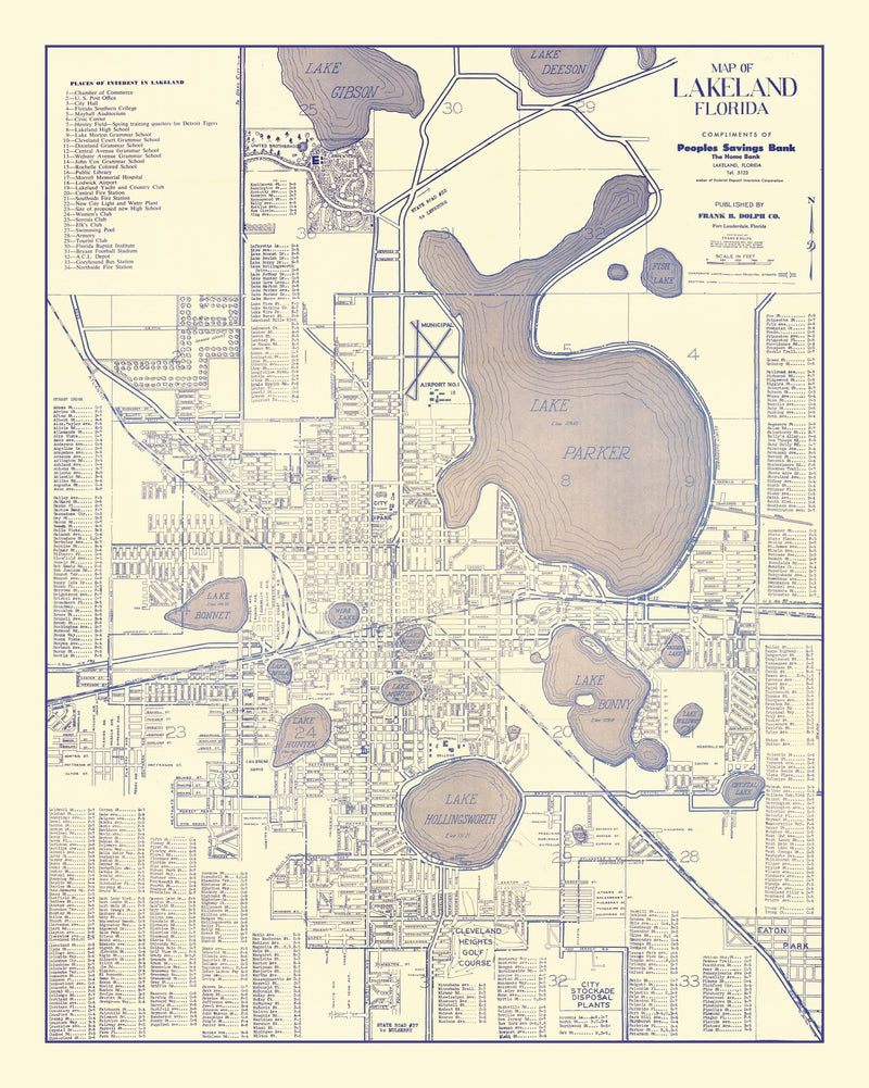 Size comparison using Vintage Map of Lakeland, Florida 1930