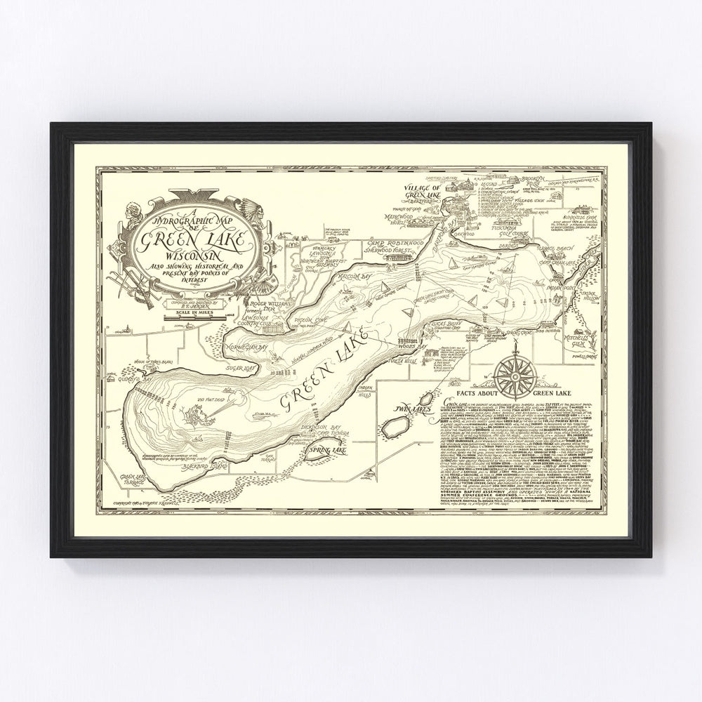 Green Lake Vintage Map 1945