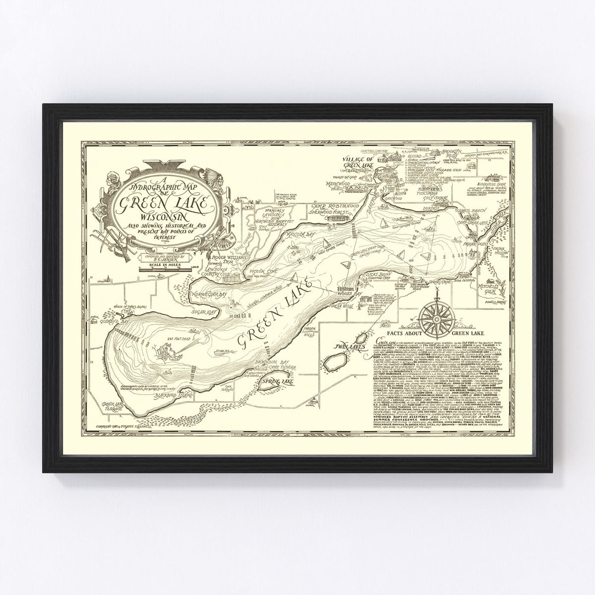 Green Lake Vintage Map 1945