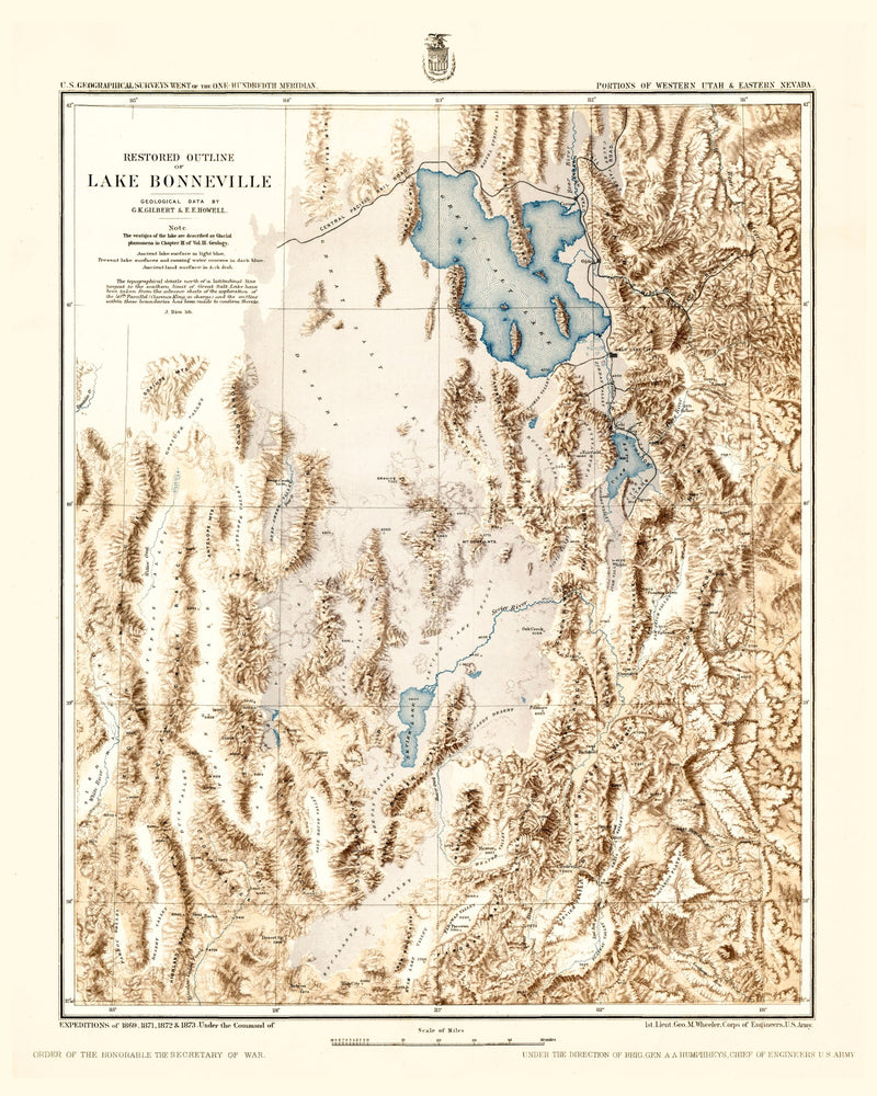 Size comparison using Vintage Lake Bonneville Map 1877