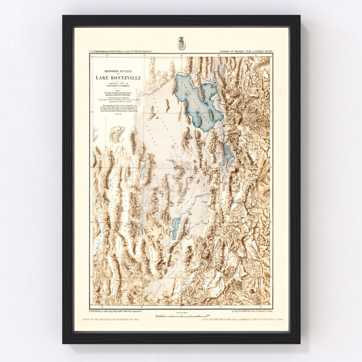 Lake Bonneville Vintage Map 1877