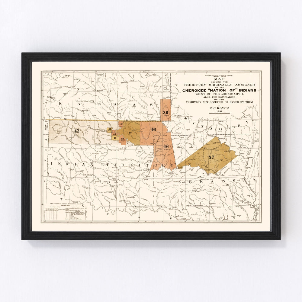 Cherokee Nation Vintage Map 1884