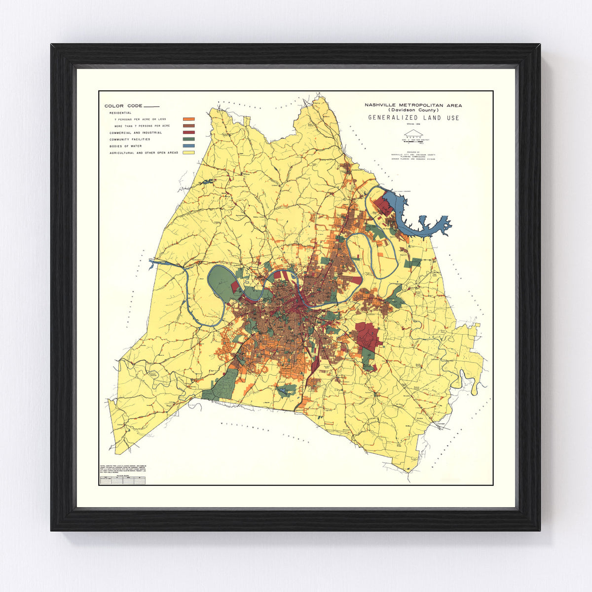 Nashville Vintage Map 1956
