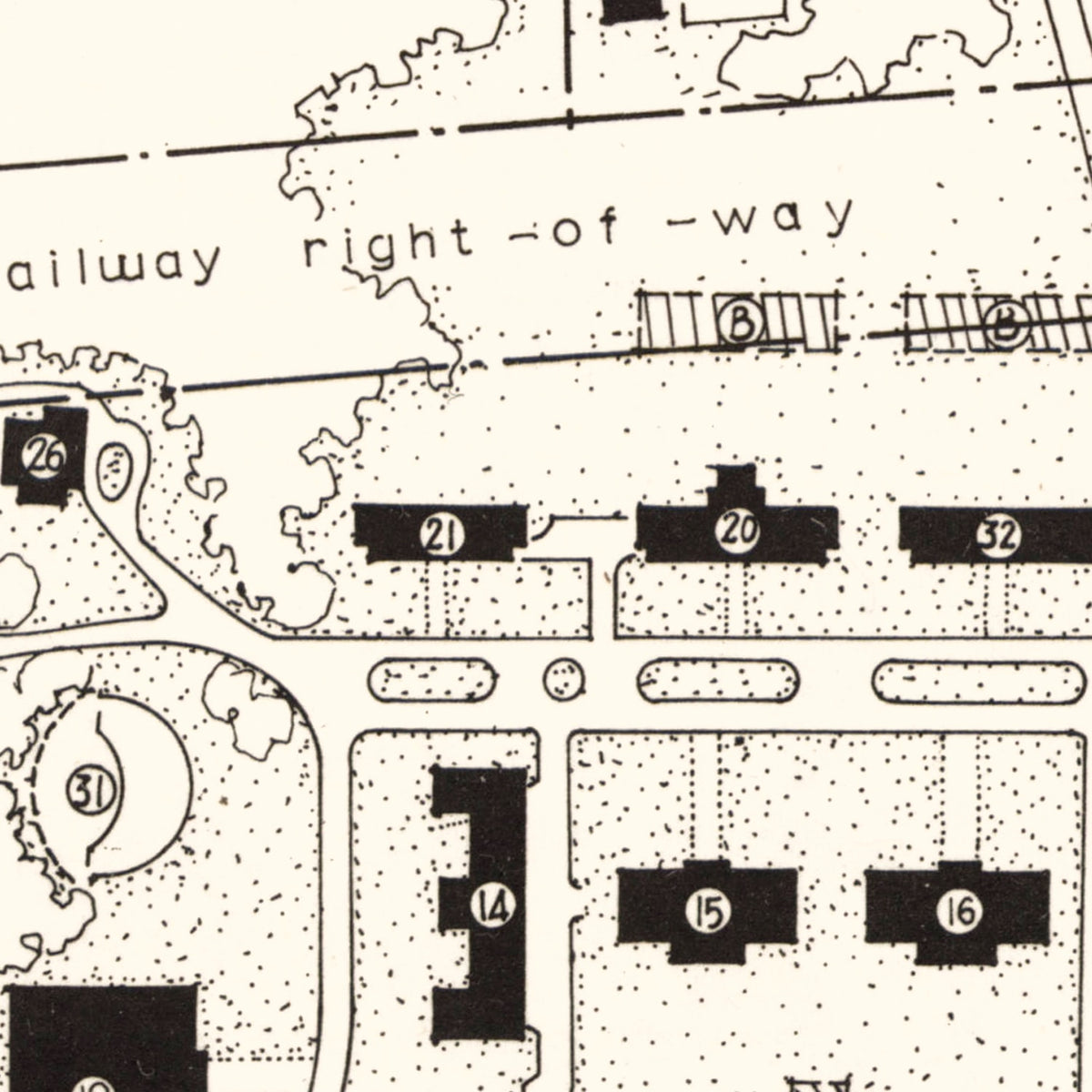 Restored historic details from the 1965 university map of Johnson City, Tennessee