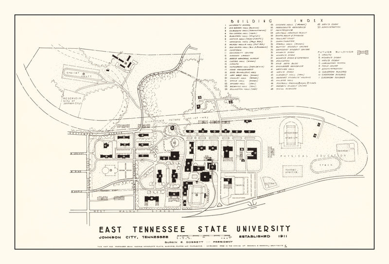 Size comparison using Vintage East Tennessee State University Map 1935